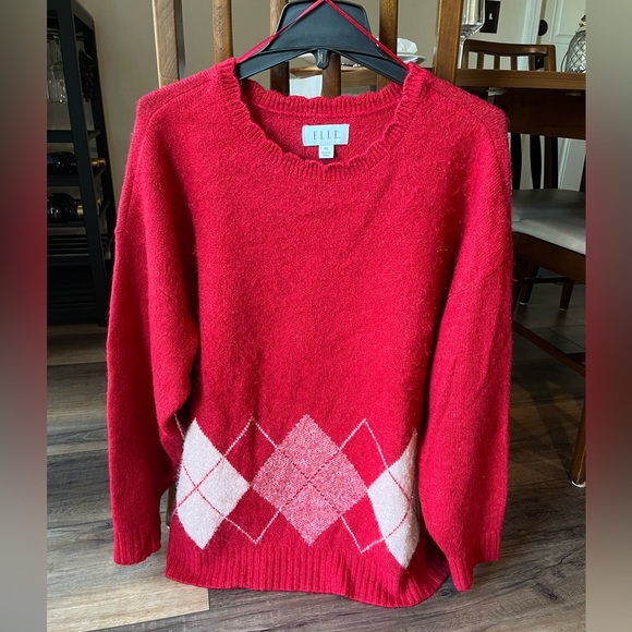 ELLE argyle red sweater, size XXL. Soft and cozy! Holiday ready! - Picture 5 of 7